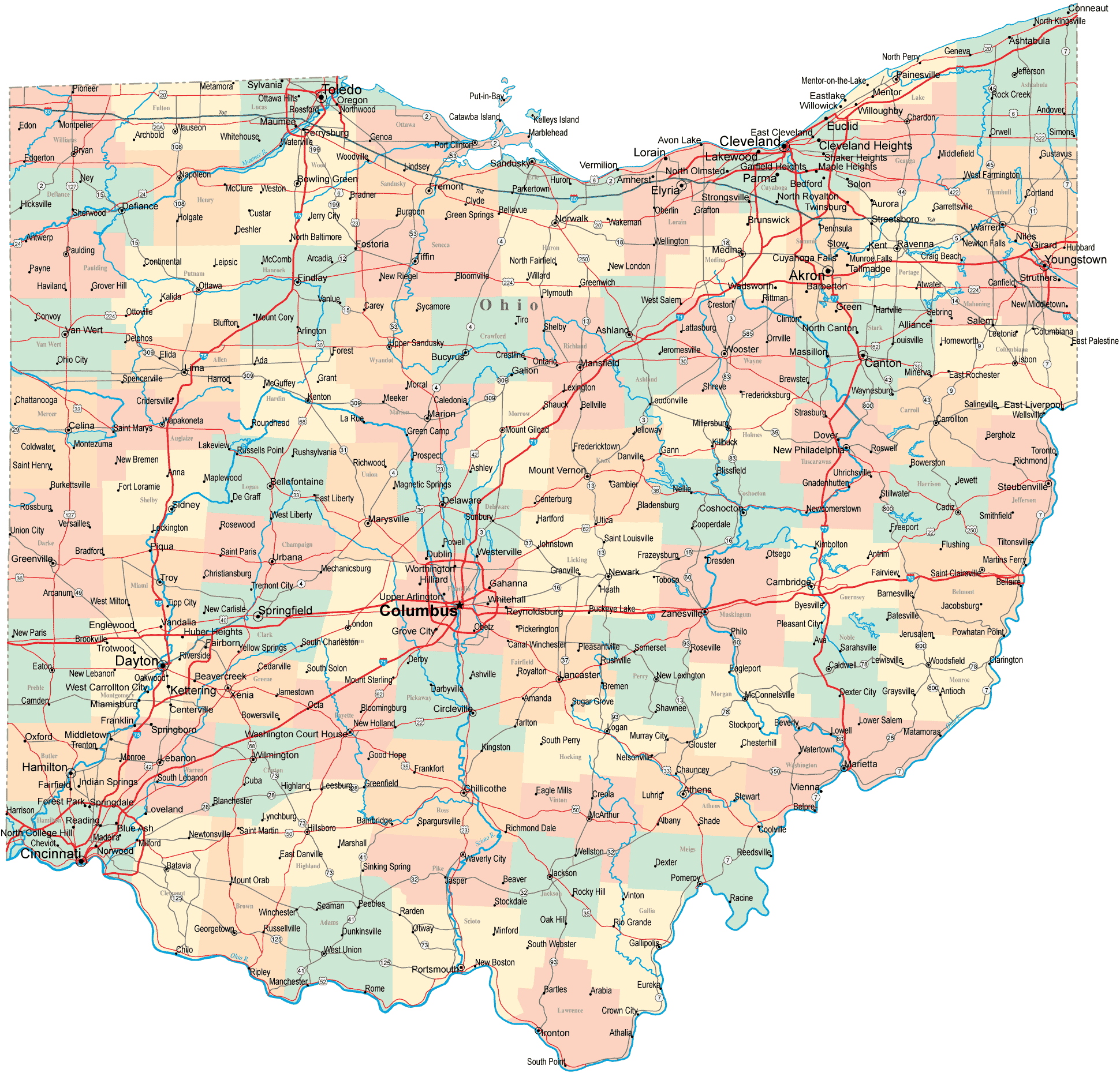 map of northwest ohio Ohio Road Map Oh Road Map Ohio Roads And Highways map of northwest ohio